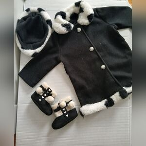 Black and White Baby Coat Set With Size 2 Boots